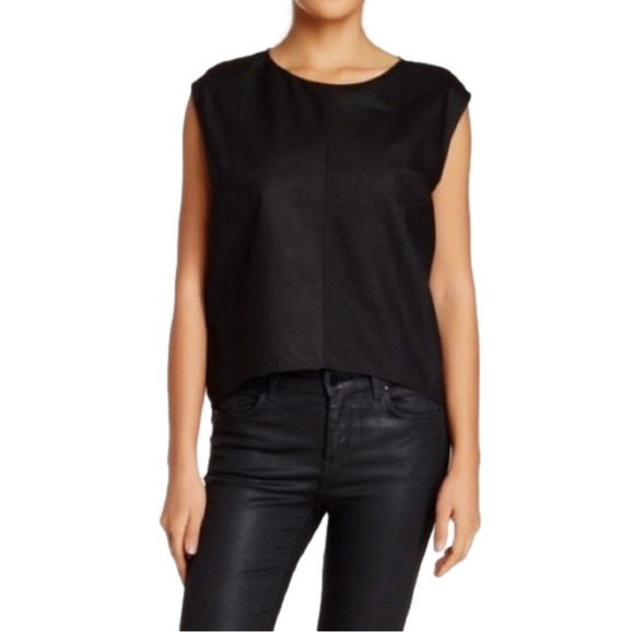 {NORDSTROM} Townsen Noir Sleeveless Leather Blouse - Picture 1 of 8